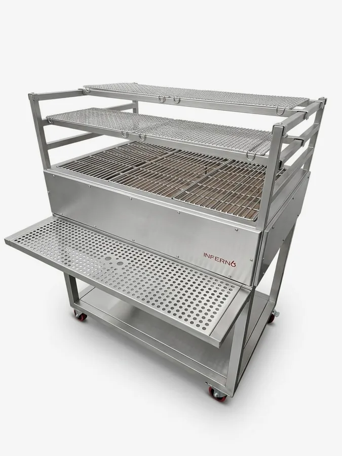 The Inferno Robata multi-level charcoal grill on castors.